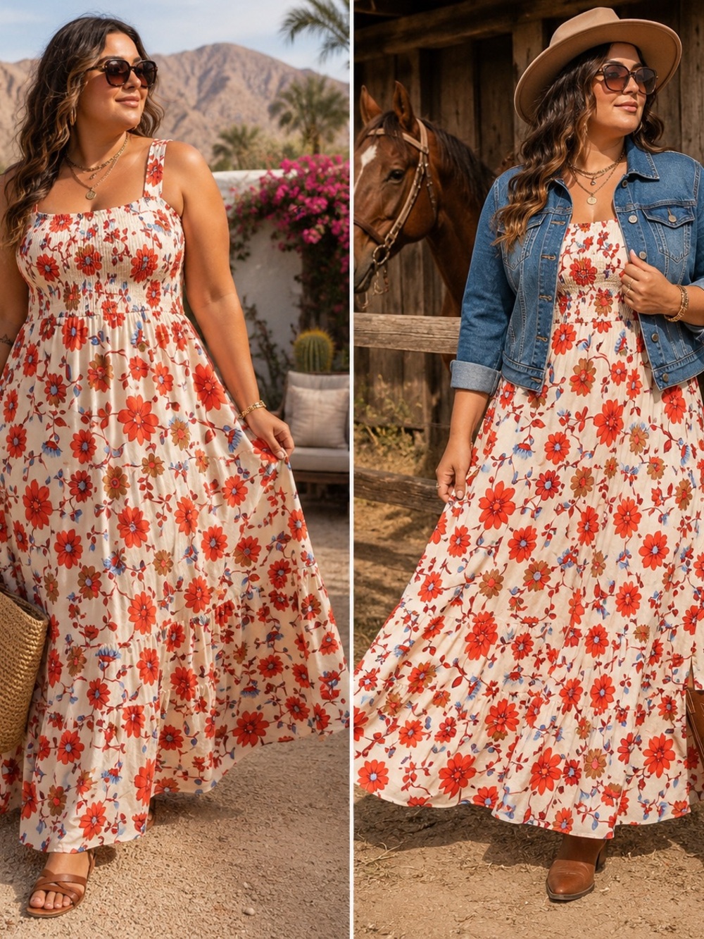 Sincerely Jules XL Floral Smocked Cotton Maxi Dress NWT Boho
